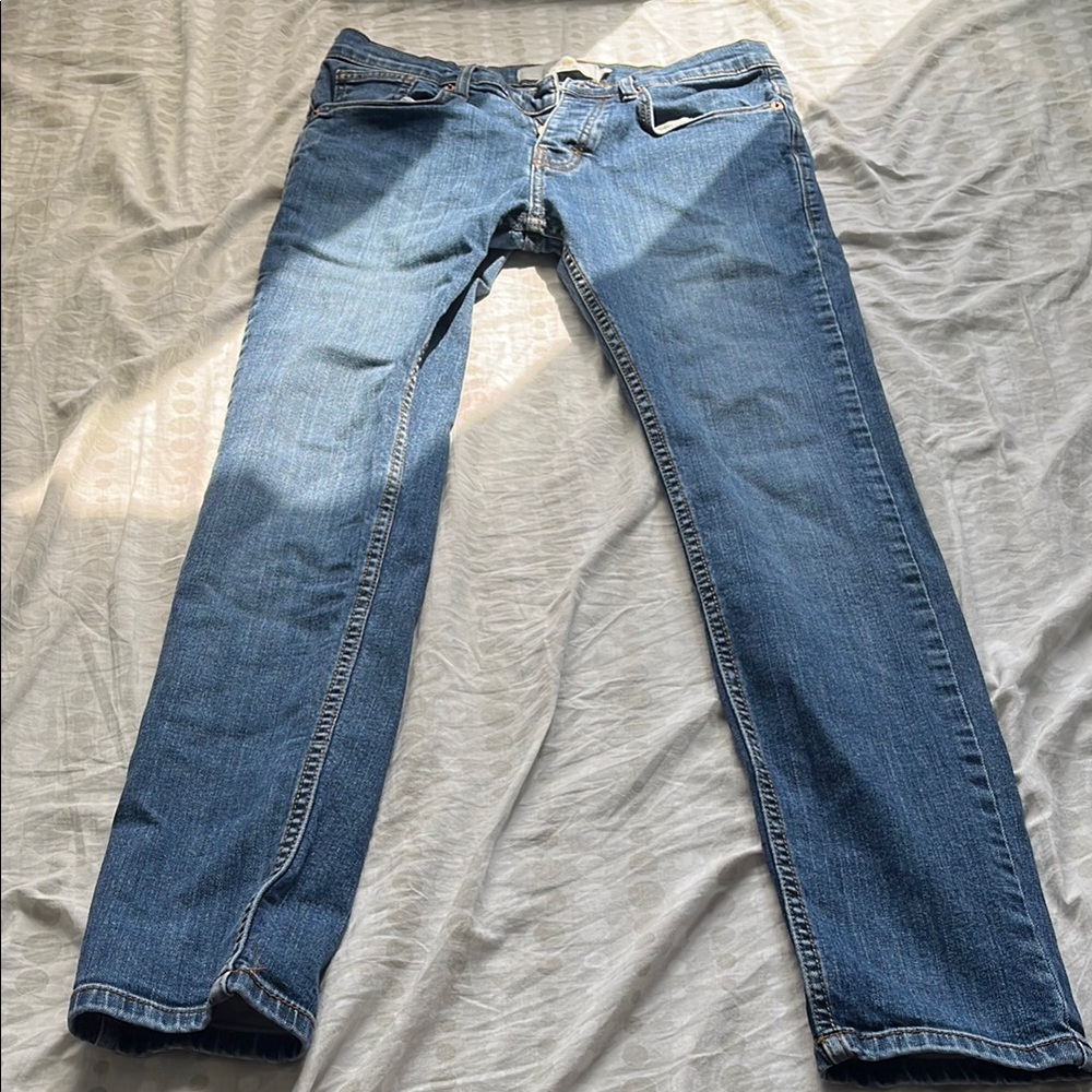 Topman Blue Slim Jeans Unique Two-Tone Design